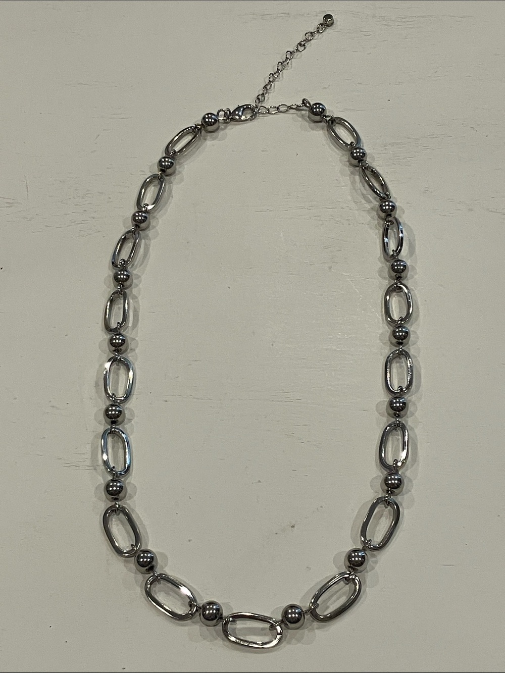 Silver Link & Bead Necklace - Picture 6 of 7